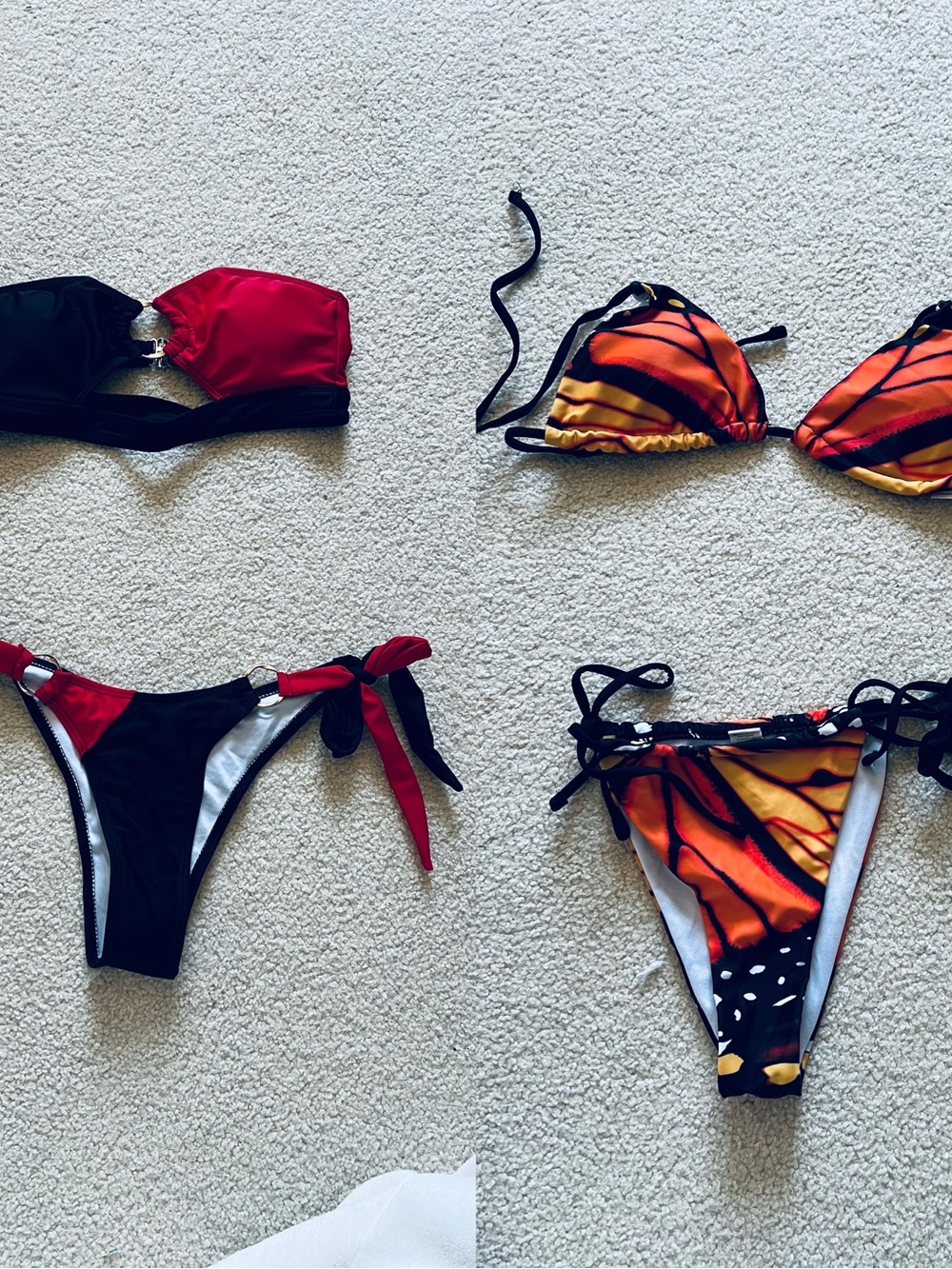 Women's Black & Red Two-Piece Tie-Side Bikini Set